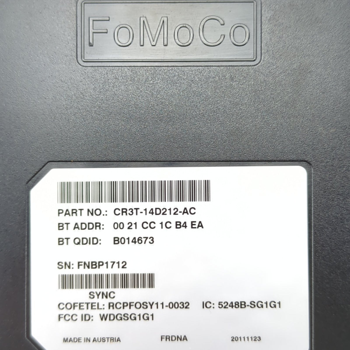 2012 Ford F250 F350 Sync Communication Voice Recognition Module