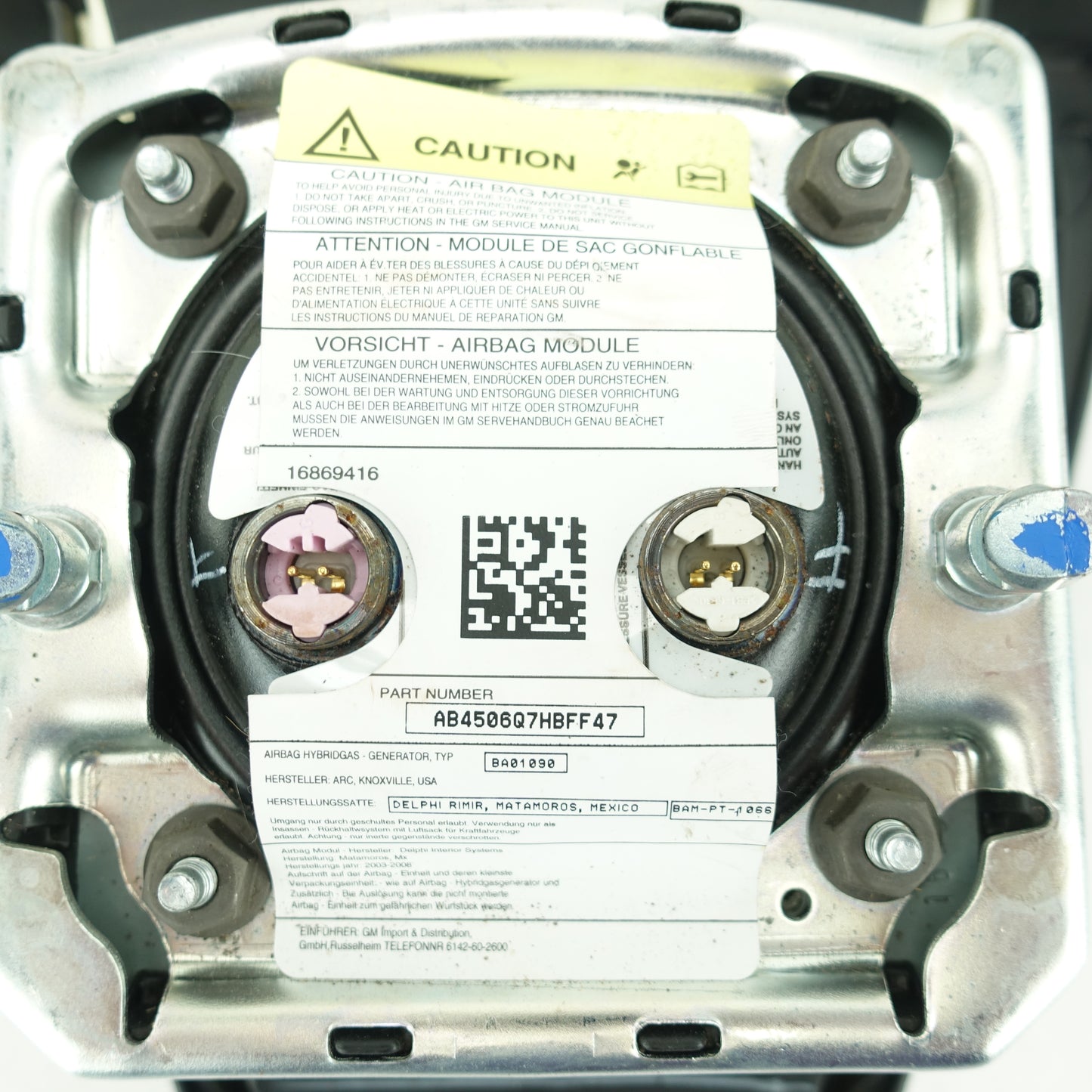 (Dented) 2008 2009 2010 Silverado 1500 Steering Wheel Driver Airbag Air Bag Two Connectors Black