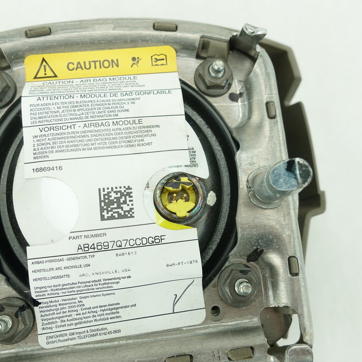 2003 2004 2005 2006 2007 Hummer H2 Steering Wheel Airbag Air Bag Gray