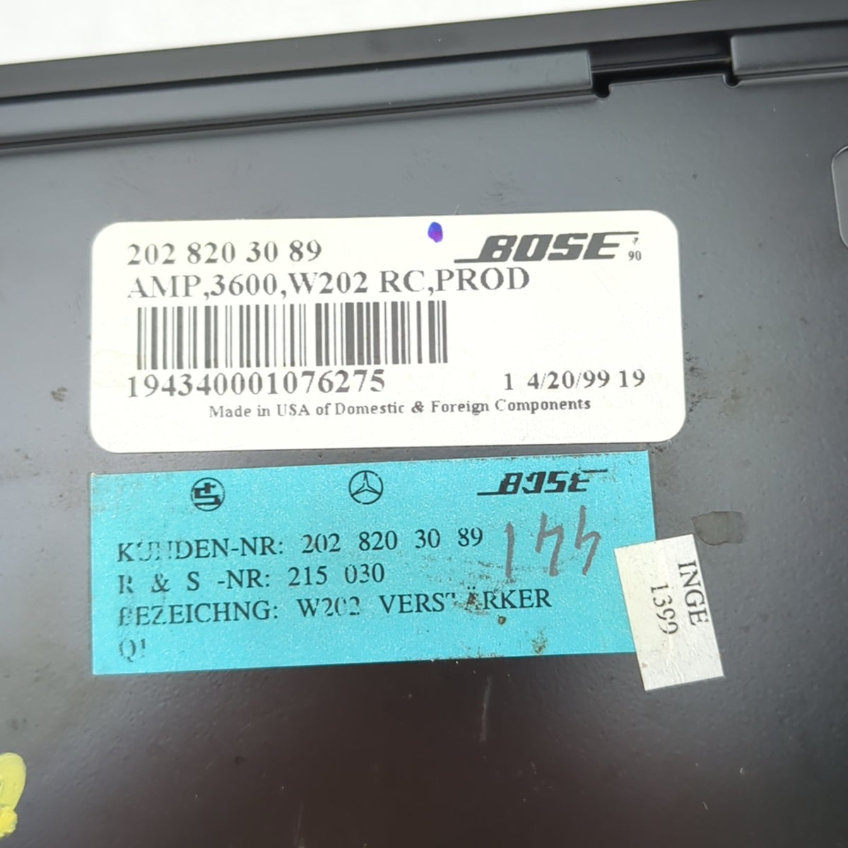 1998 1999 2000 Mercedes-Benz C280 Bose Audio Amplifier Radio Stereo Amp