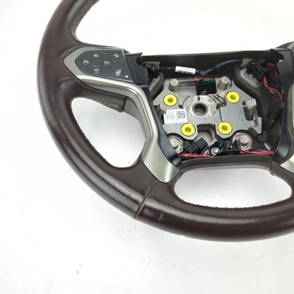 Worn 2014 2015 2016 2017 18 Silverado Sierra Brown Leather Steering Wheel Heated