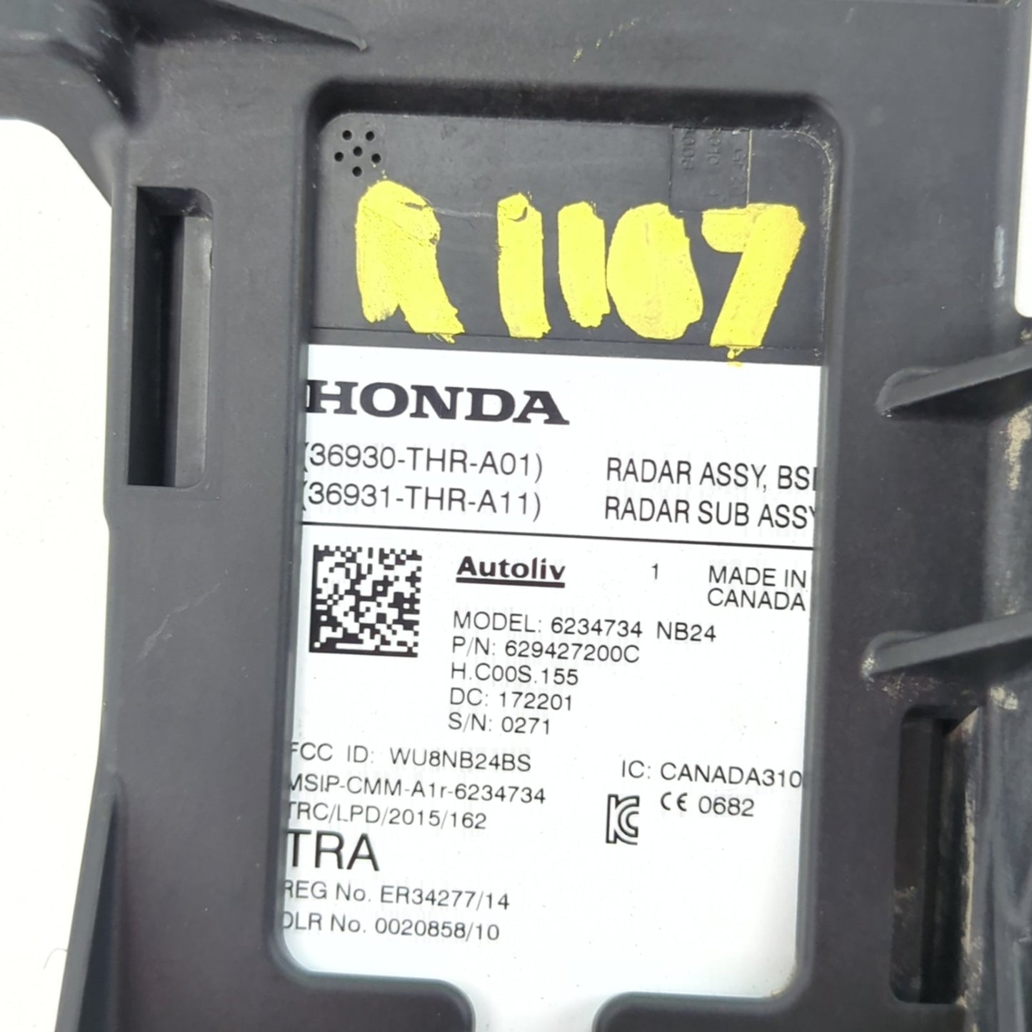 2018 2019 2020 Honda Odyssey Radar Sensor Module Blind Spot Right Rear Bumper