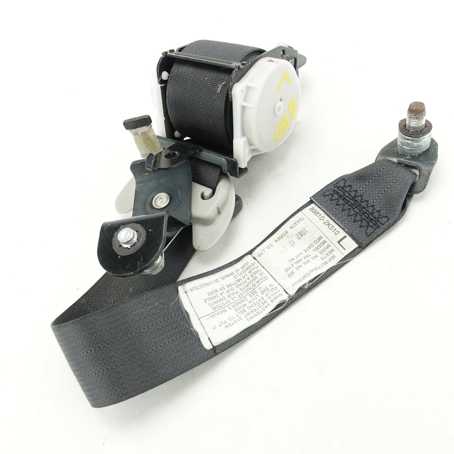 2010 2011 2012 2013 Kia Soul Left Rear Seat Belt Black