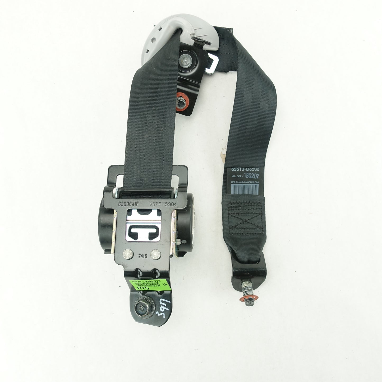 2016 2017 2018 2019 2020 2021 Hyundai Tucson Rear Left Seat Belt Black