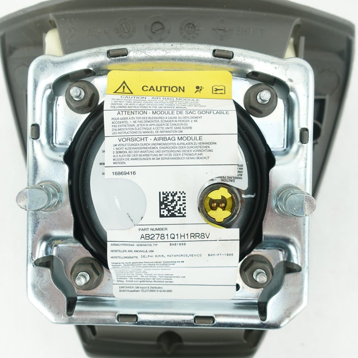 2007 2008 2009 2010 Silverado 2500 3500 Steering Wheel Driver Airbag Air Bag Gray (One Connector)