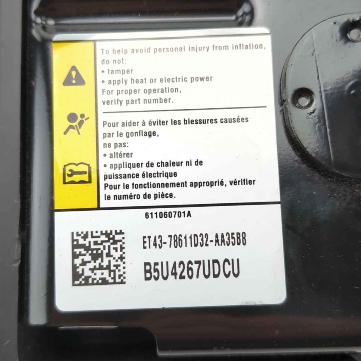2011 2012 2013 2014 Ford Edge MKX Passenger Front Seat Airbag Air Bag SRS