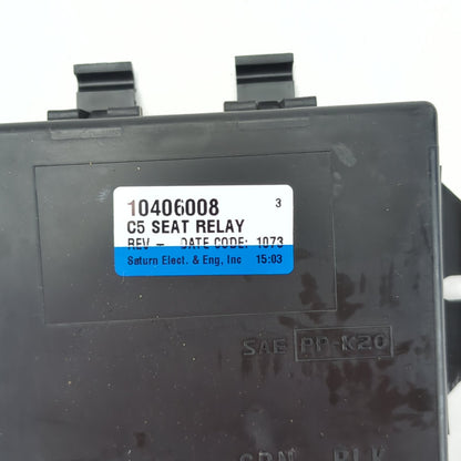 1999 2000 2001 2002 2003 2004 Chevrolet Corvette Passenger Seat Relay Module