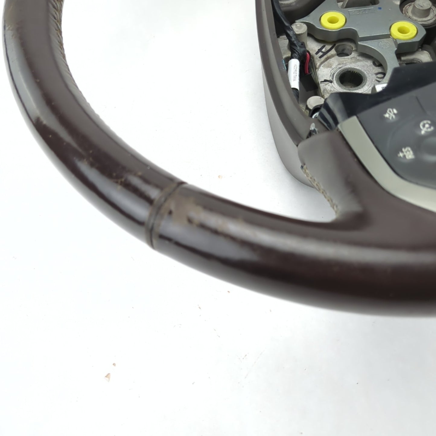 Worn 2014 2015 2016 2017 18 Silverado Sierra Brown Leather Steering Wheel Heated