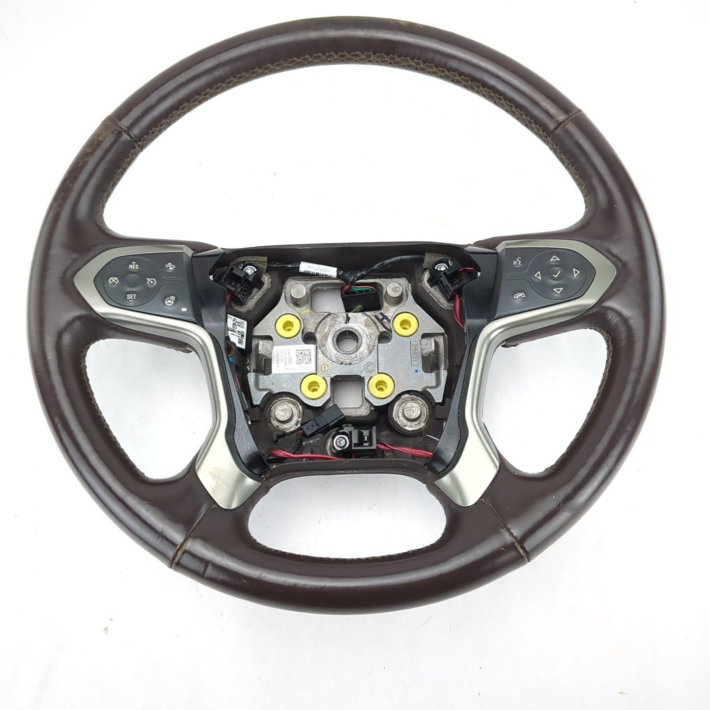 Worn 2014 2015 2016 2017 18 Silverado Sierra Brown Leather Steering Wheel Heated