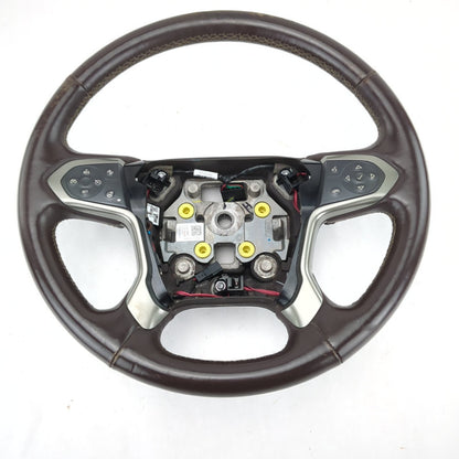 Worn 2014 2015 2016 2017 18 Silverado Sierra Brown Leather Steering Wheel Heated